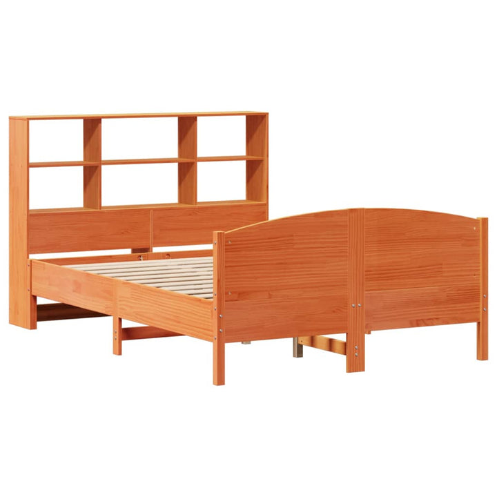 Säng Med Bokhylla Utan Madrass 135X190Cm Massiv Furu