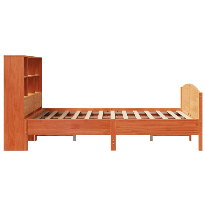 Säng Med Bokhylla Utan Madrass 135X190Cm Massiv Furu