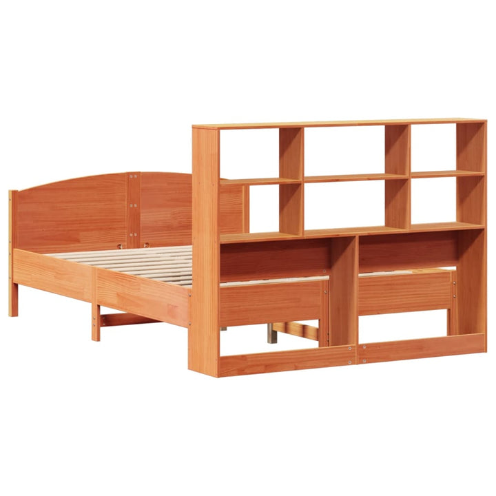 Säng Med Bokhylla Utan Madrass 135X190Cm Massiv Furu