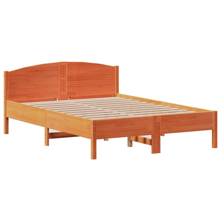 Säng Med Bokhylla Utan Madrass 135X190Cm Massiv Furu