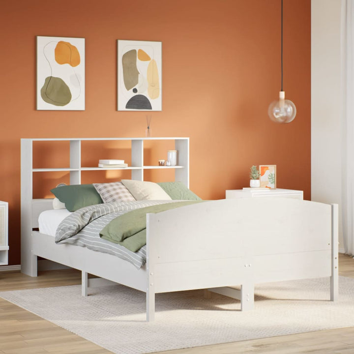 Säng Med Bokhylla Utan Madrass 135X190Cm Massiv Furu
