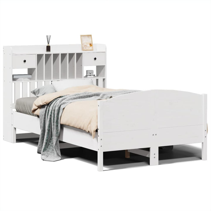Säng Med Bokhylla Utan Madrass 135X190Cm Massiv Furu