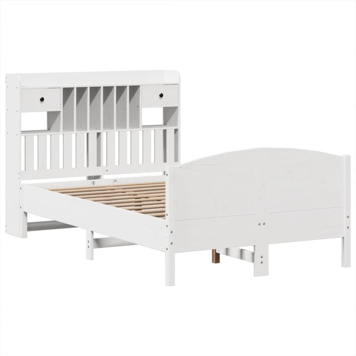 Säng Med Bokhylla Utan Madrass 135X190Cm Massiv Furu