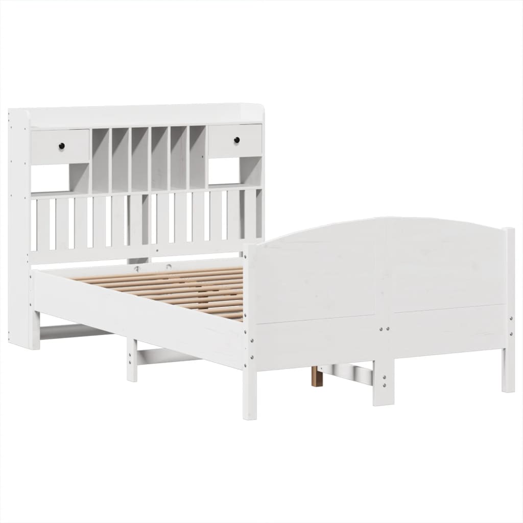 Säng Med Bokhylla Utan Madrass 135X190Cm Massiv Furu