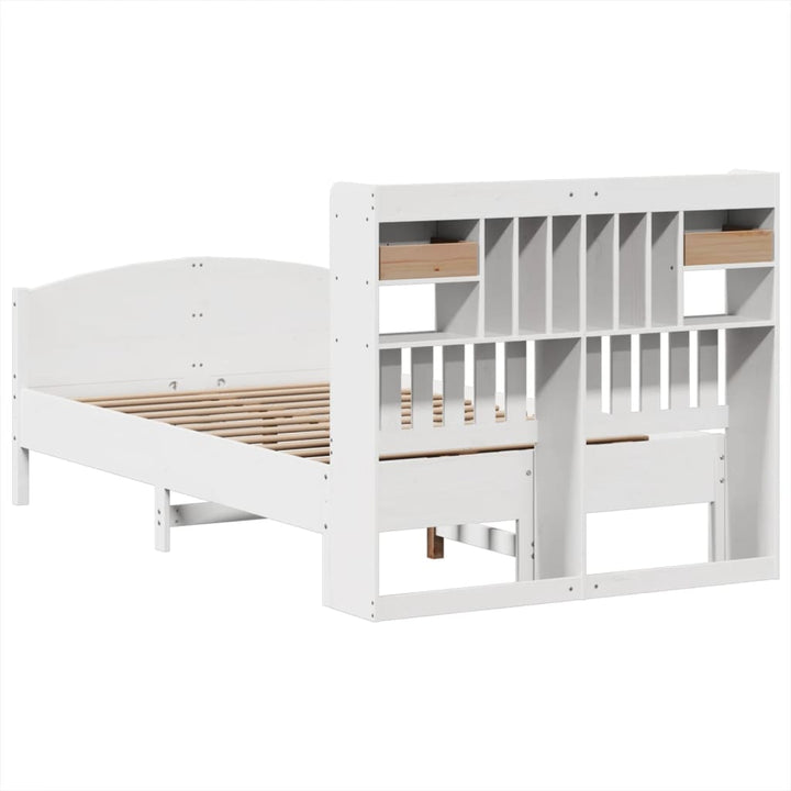 Säng Med Bokhylla Utan Madrass 135X190Cm Massiv Furu