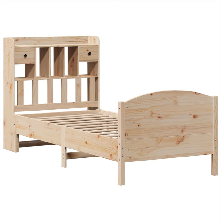 Säng Med Bokhylla Utan Madrass 90X190Cm Massiv Furu