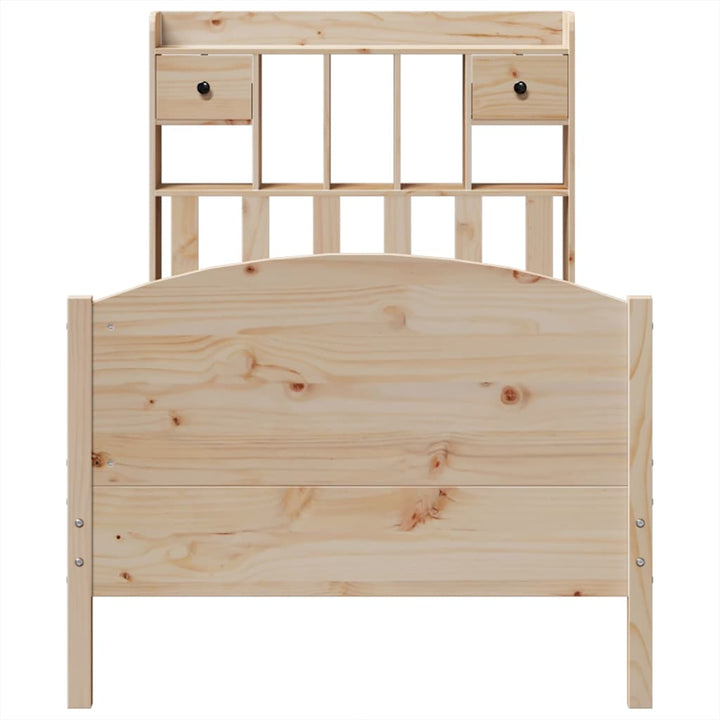 Säng Med Bokhylla Utan Madrass 90X190Cm Massiv Furu