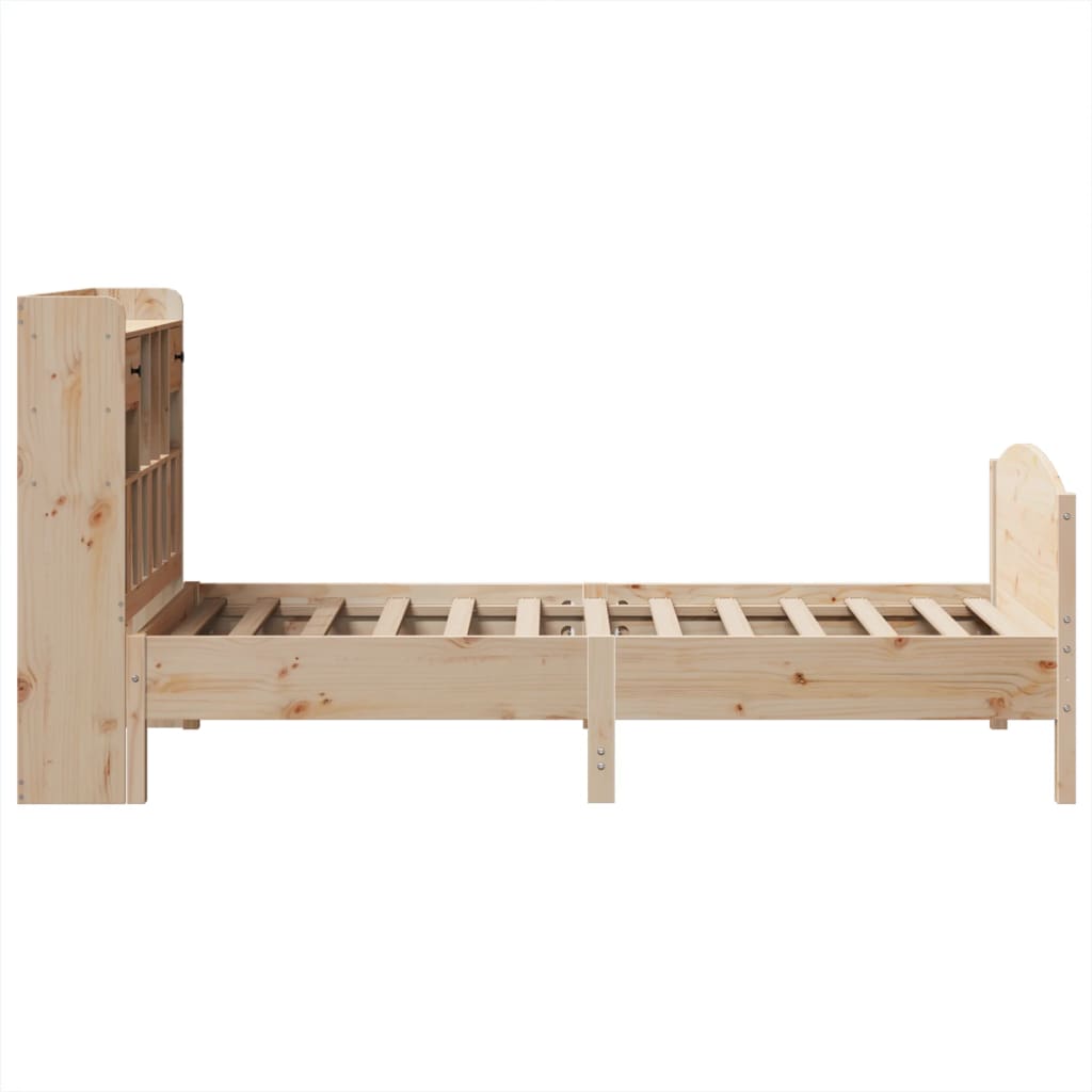 Säng Med Bokhylla Utan Madrass 90X190Cm Massiv Furu