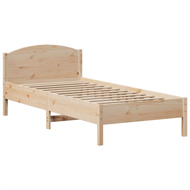 Säng Med Bokhylla Utan Madrass 90X190Cm Massiv Furu