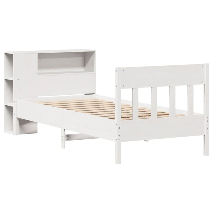 Säng Med Bokhylla Utan Madrass 75X190Cm Massiv Furu