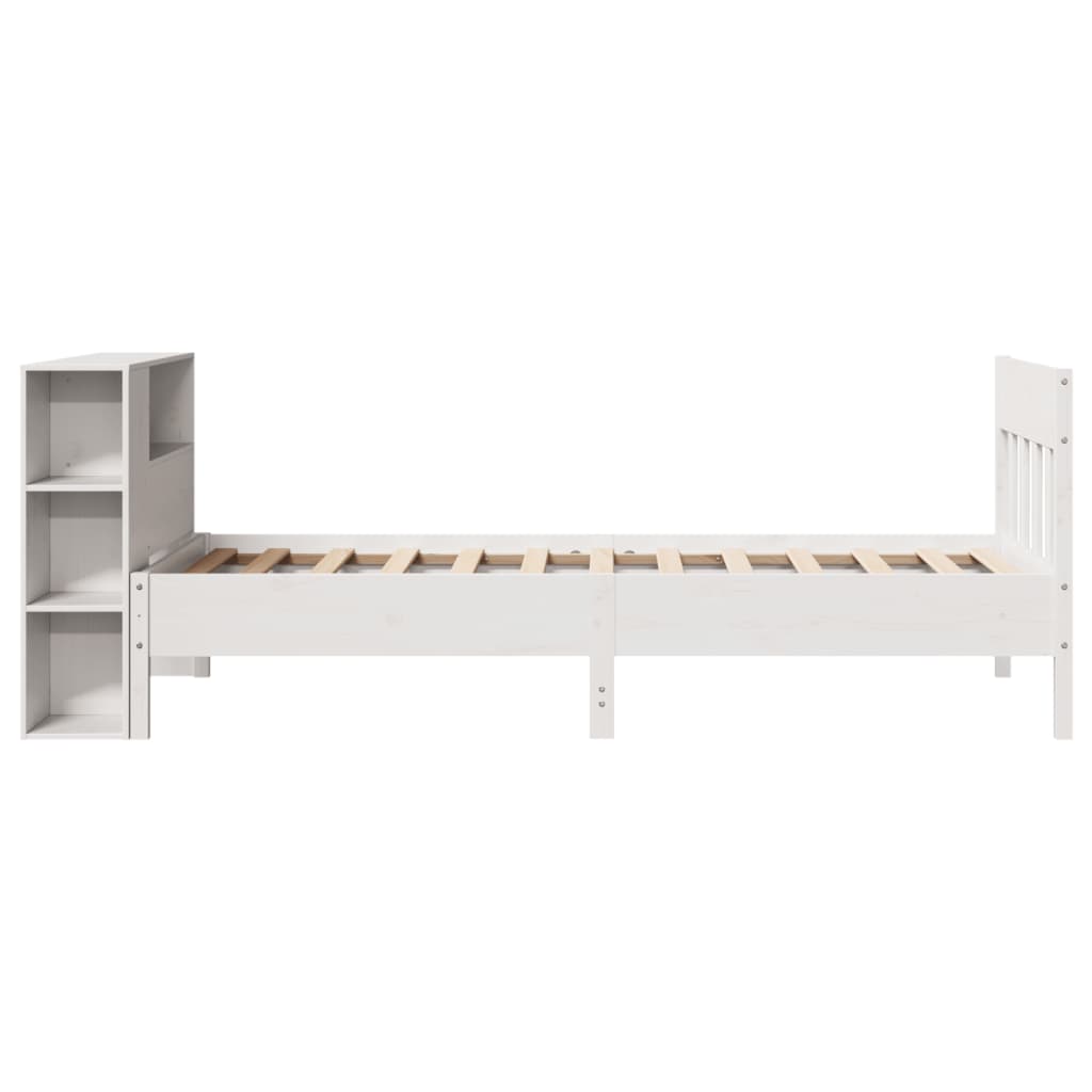 Säng Med Bokhylla Utan Madrass 75X190Cm Massiv Furu