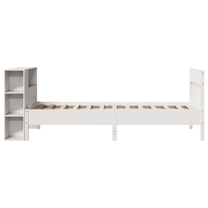 Säng Med Bokhylla Utan Madrass 75X190Cm Massiv Furu