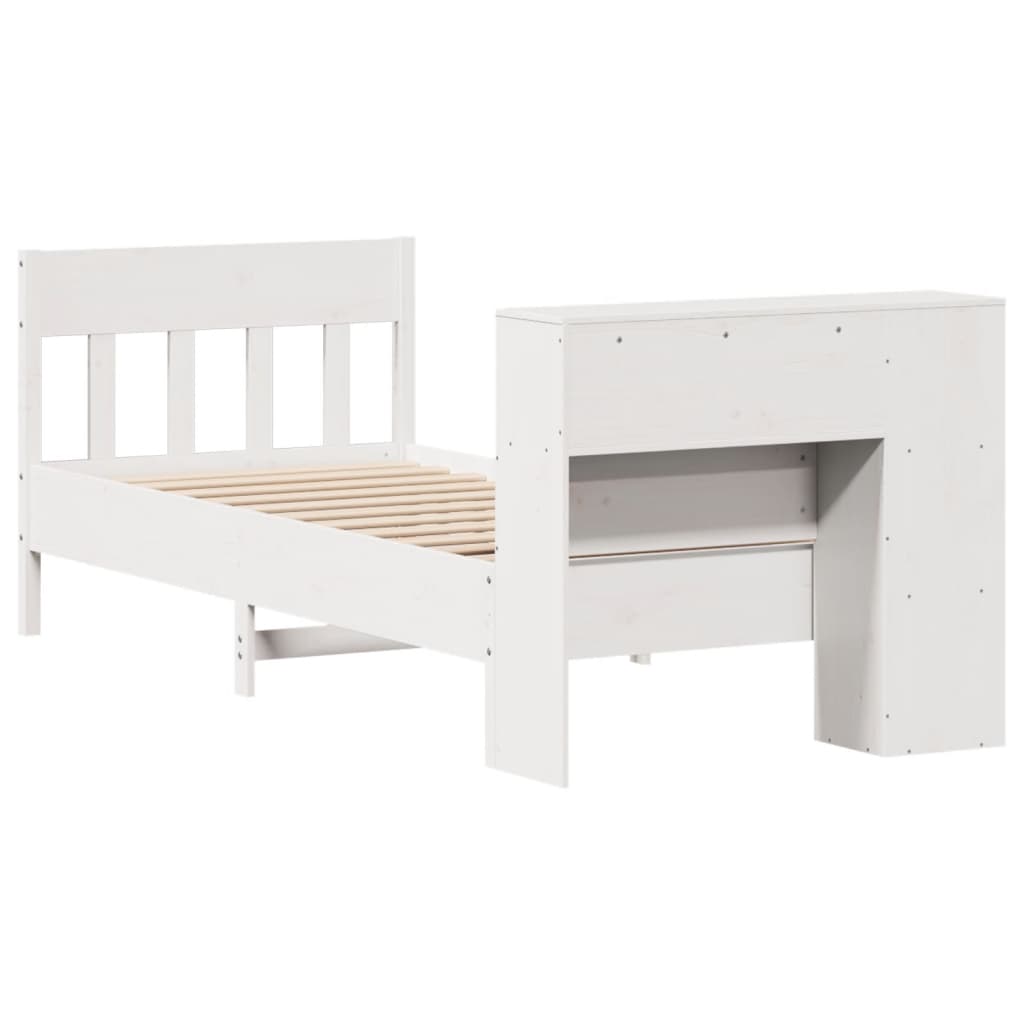 Säng Med Bokhylla Utan Madrass 75X190Cm Massiv Furu