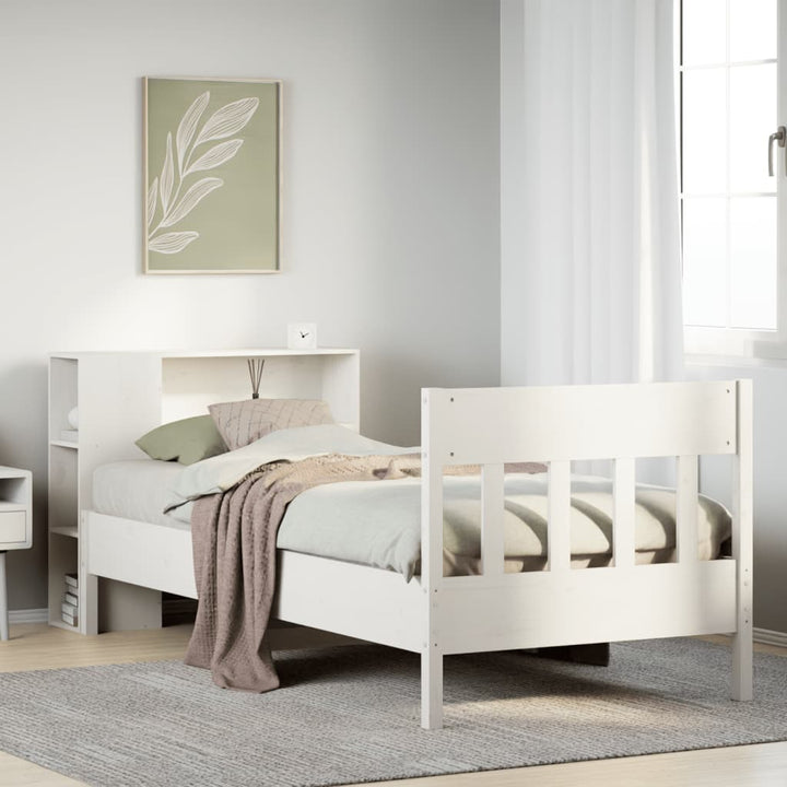 Säng Med Bokhylla Utan Madrass 75X190Cm Massiv Furu