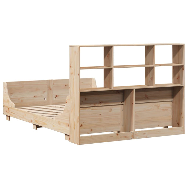 Säng Med Bokhylla Utan Madrass Massiv Trä