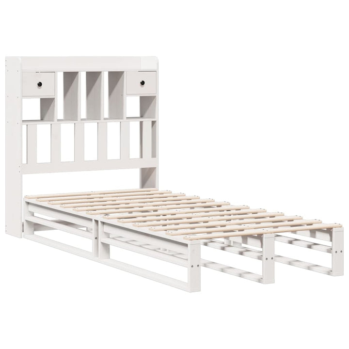 Säng Med Bokhylla Utan Madrass 90X190Cm Massiv Furu