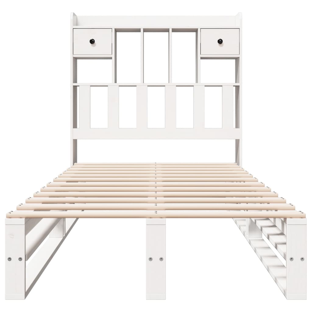 Säng Med Bokhylla Utan Madrass 90X190Cm Massiv Furu