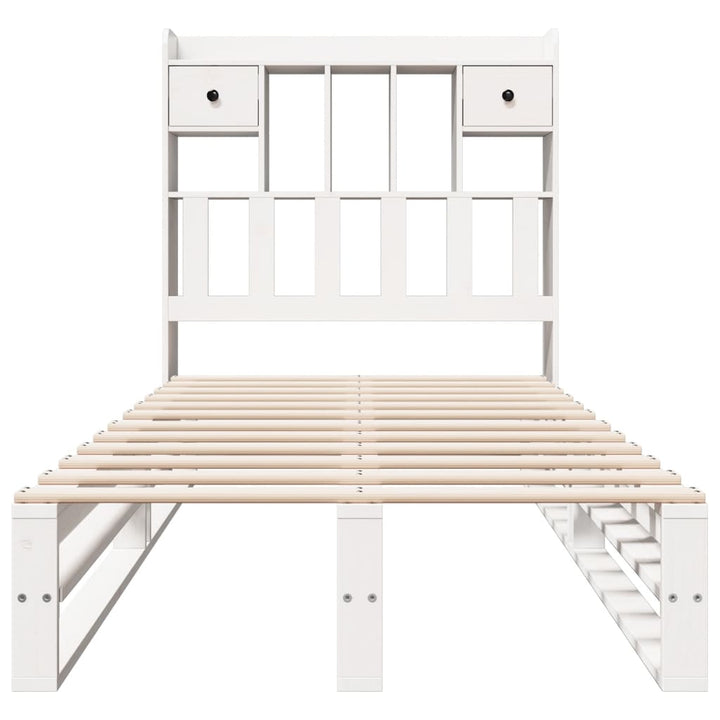 Säng Med Bokhylla Utan Madrass 90X190Cm Massiv Furu