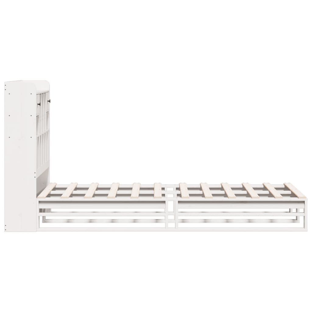 Säng Med Bokhylla Utan Madrass 90X190Cm Massiv Furu