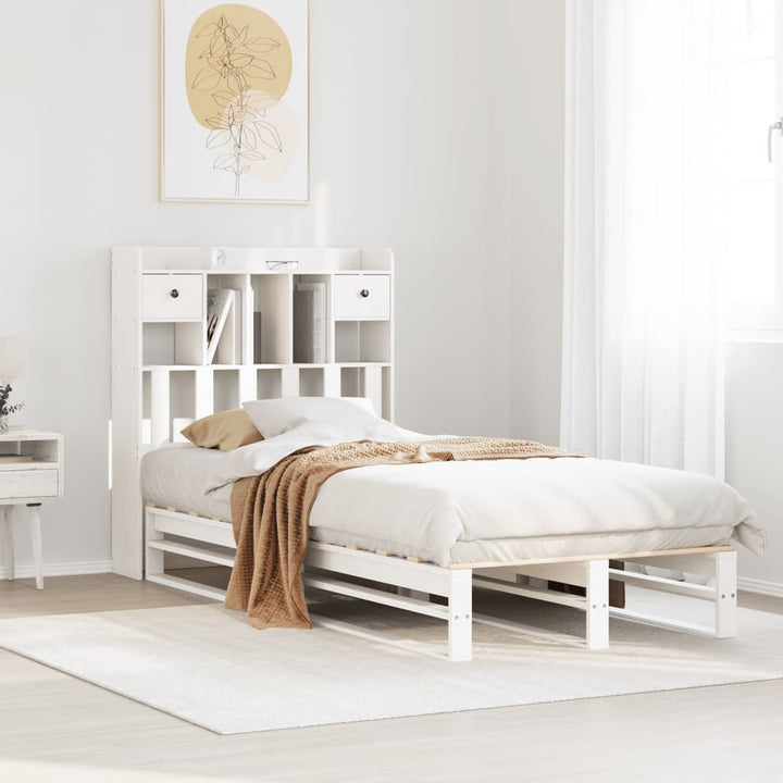 Säng Med Bokhylla Utan Madrass 140X190Cm Massiv Furu