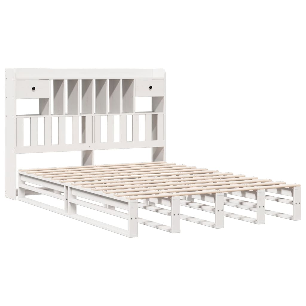 Säng Med Bokhylla Utan Madrass 140X190Cm Massiv Furu
