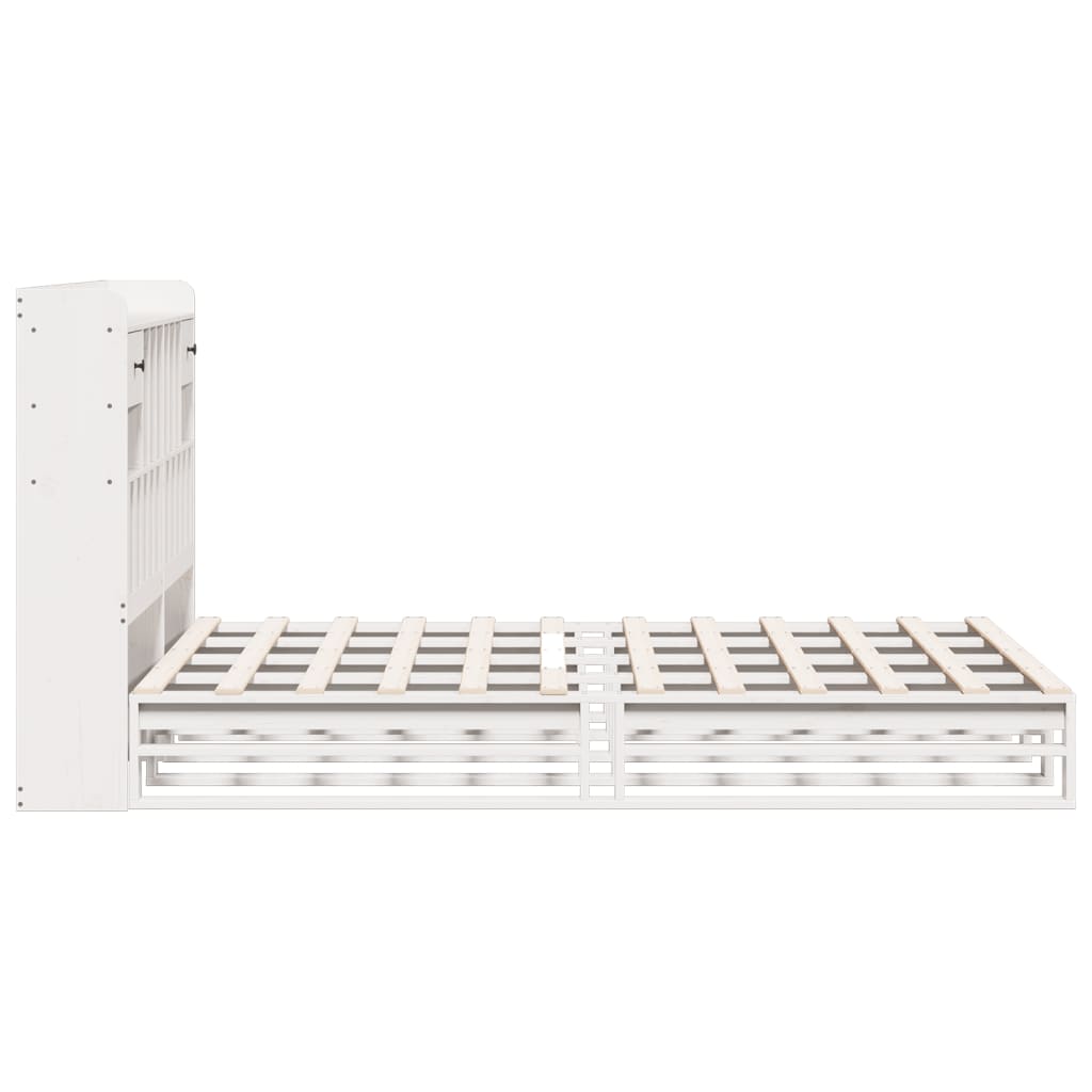Säng Med Bokhylla Utan Madrass 140X190Cm Massiv Furu