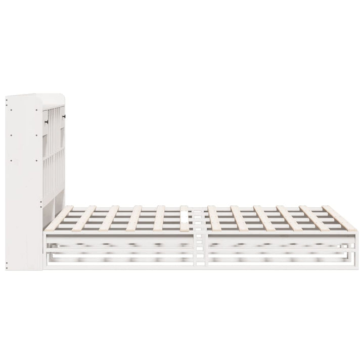 Säng Med Bokhylla Utan Madrass 140X190Cm Massiv Furu