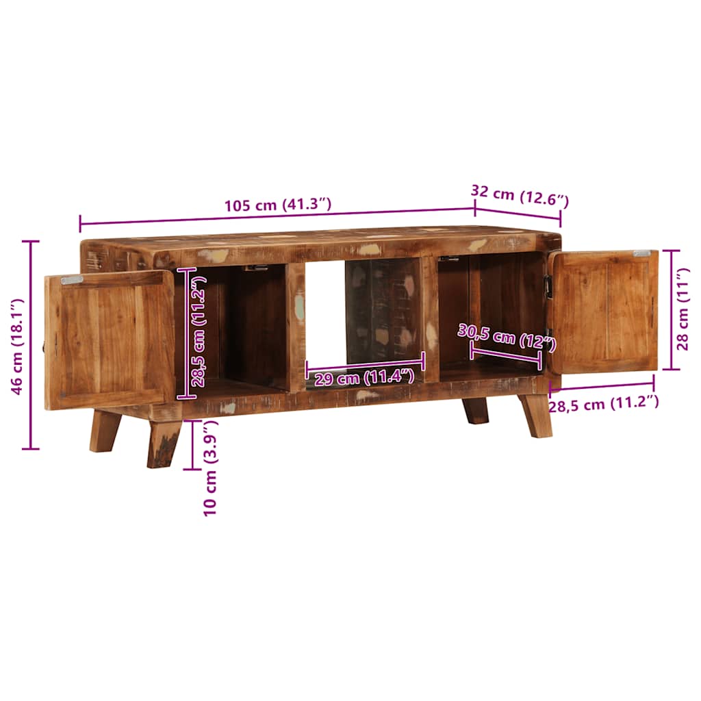 Tv-Bänk 105X46X32 Cm Massivt Trä Återvunnet