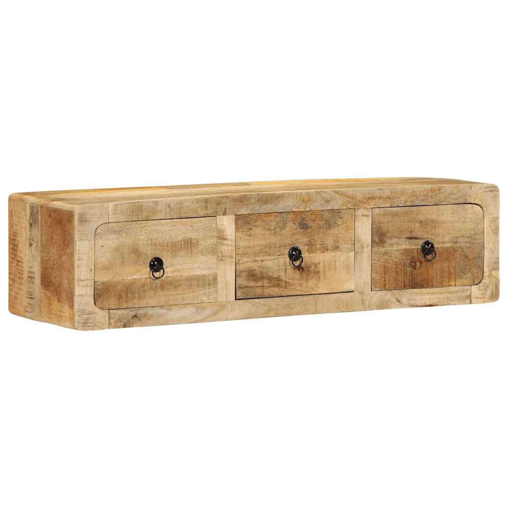 Vägghängt Tv-Skåp 100X32X25 Cm Massivt Trä Grov Mango