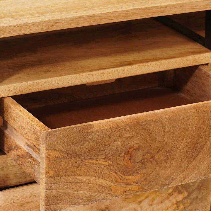 Förvaringsskåp Med Låda Brun 110 X 30 X 40 Cm Massivt Mangoträ