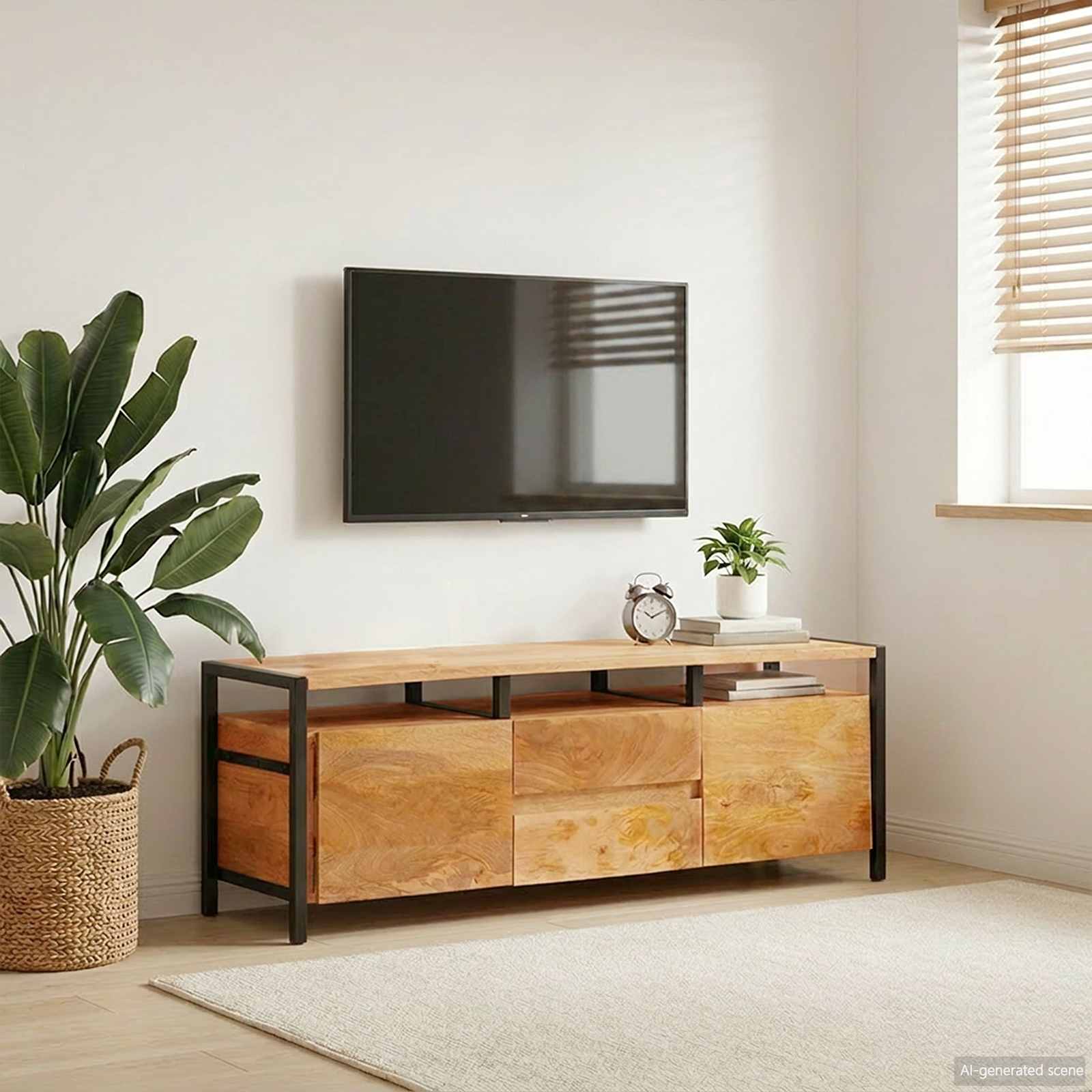 Förvaringsskåp Med Låda Brun 110 X 30 X 40 Cm Massivt Mangoträ