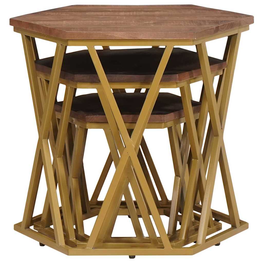 Soffbord Brun 55 X 55 X 50 Cm Massivt Mangoträ