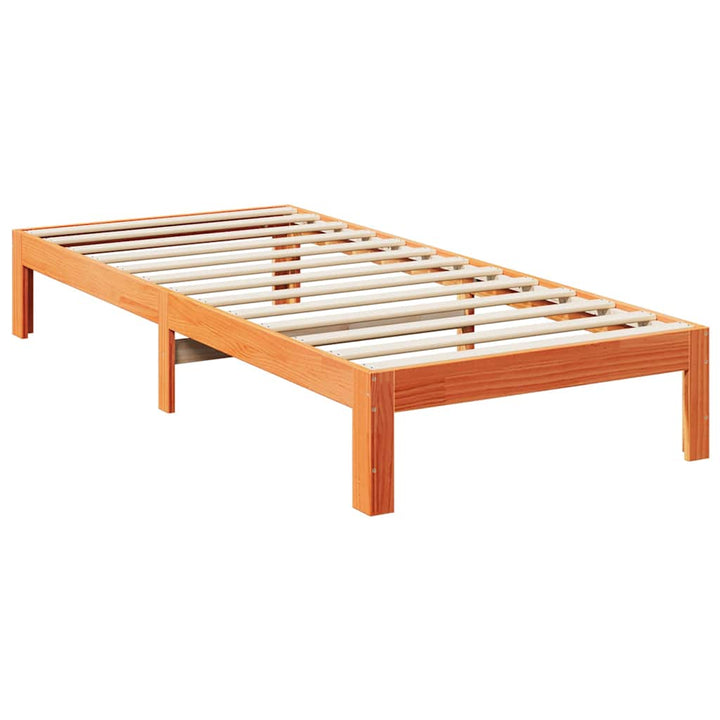 Sängram Utan Madrass Vaxad Brun Massiv Furu