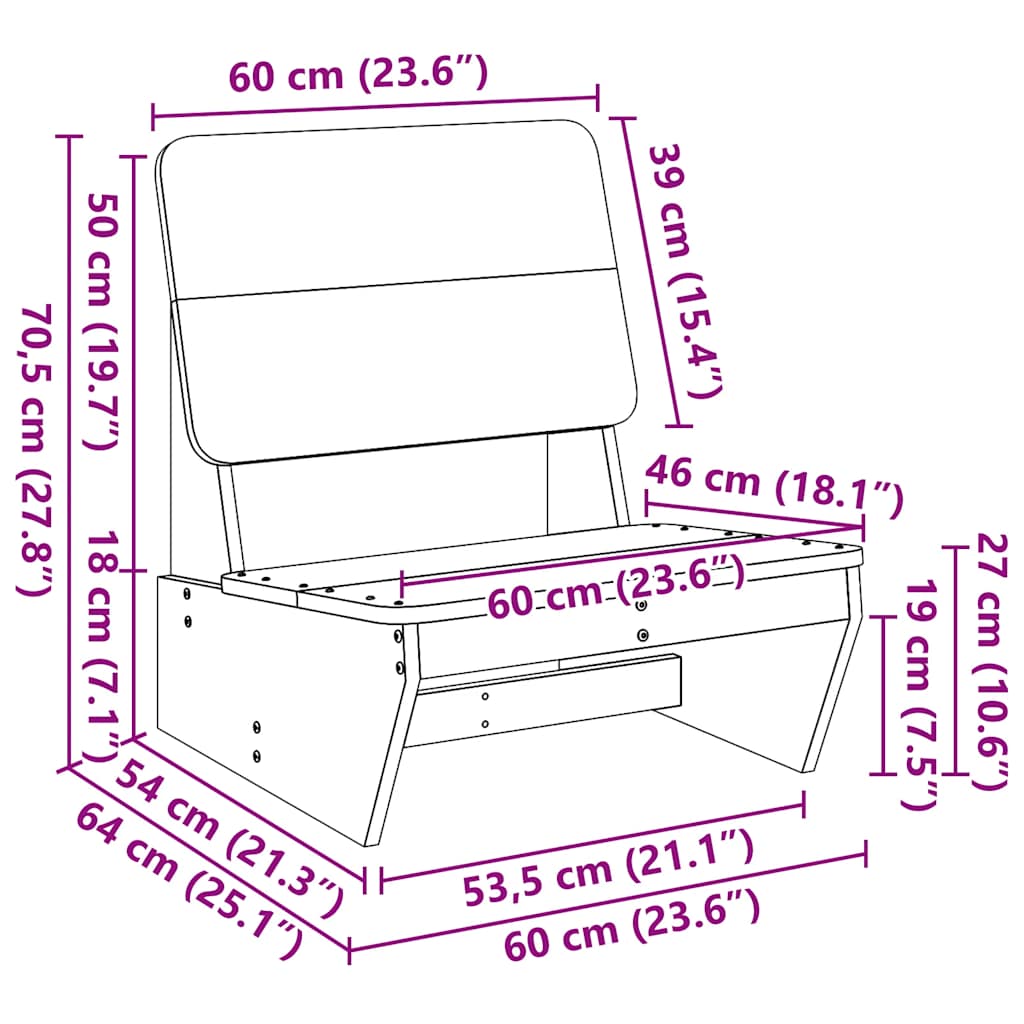 Trädgårdsstolar 2 St 60X64X70,5 Cm Massiv Douglasträ