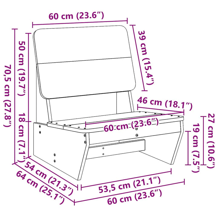 Trädgårdsstolar 2 St 60X64X70,5 Cm Massiv Douglasträ