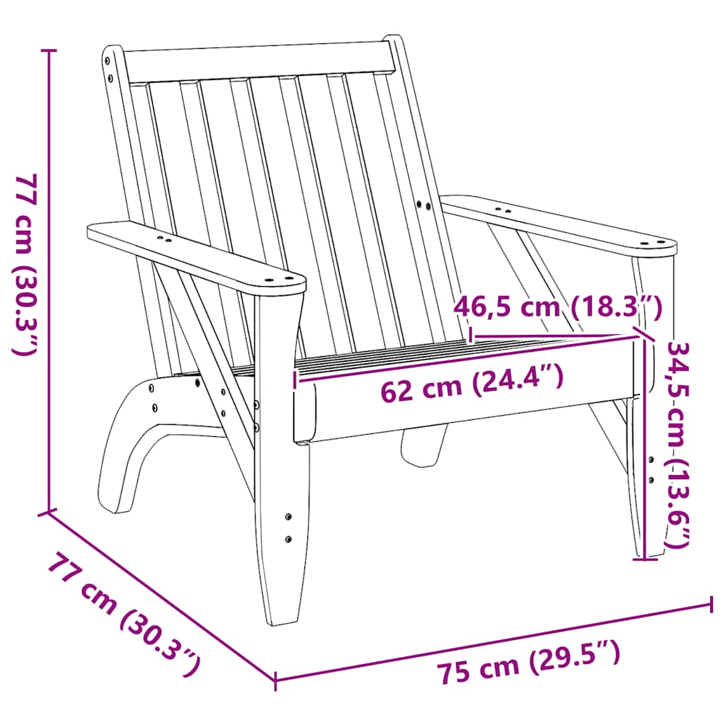 Adirondackstol 75X77X77 Cm Massiv Furu
