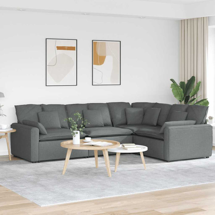 Modulsoffa Med Kuddar Tyg Jeans Blå