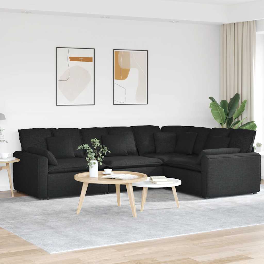 Modulsoffa Med Kuddar Tyg Jeans Blå