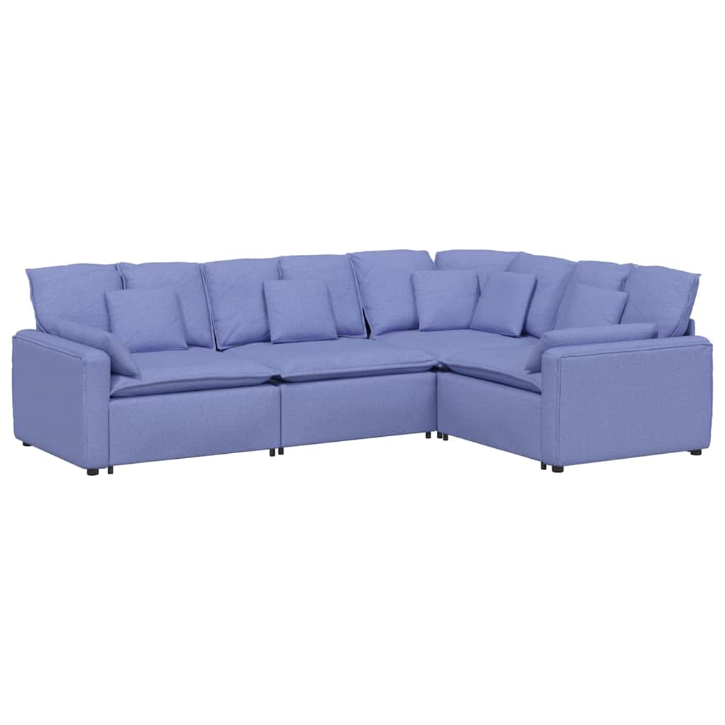 Modulsoffa Med Kuddar Tyg Jeans Blå