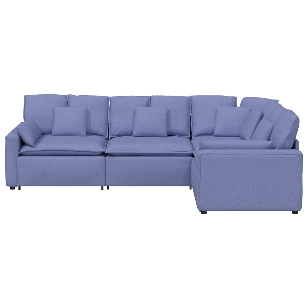 Modulsoffa Med Kuddar Tyg Jeans Blå
