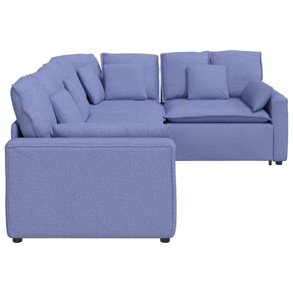 Modulsoffa Med Kuddar Tyg Jeans Blå