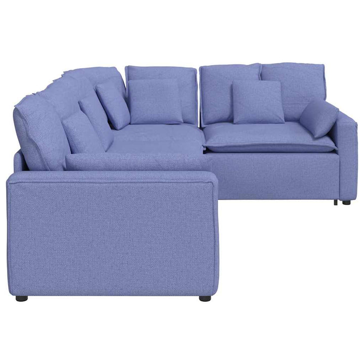 Modulsoffa Med Kuddar Tyg Jeans Blå