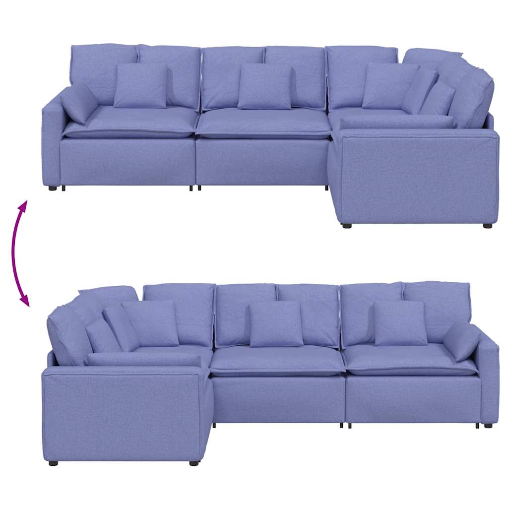 Modulsoffa Med Kuddar Tyg Jeans Blå