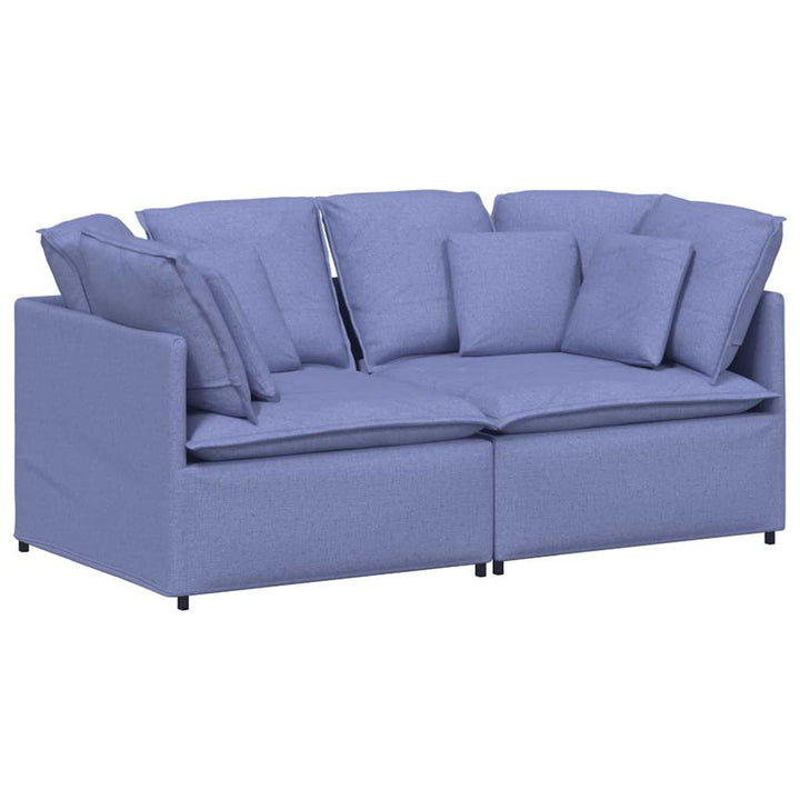 Modulsoffa Med Kuddar Tyg Jeans Blå