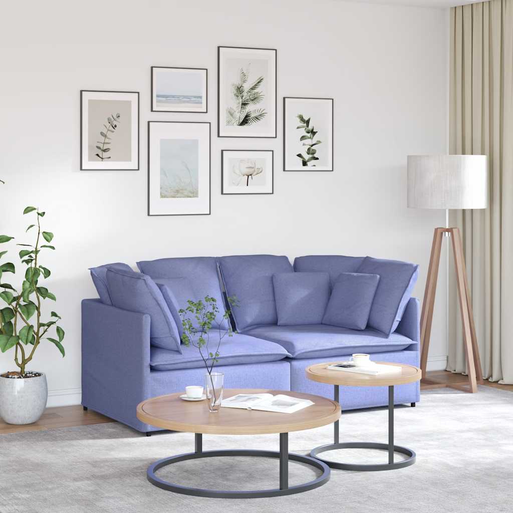 Modulsoffa Med Kuddar Tyg Jeans Blå