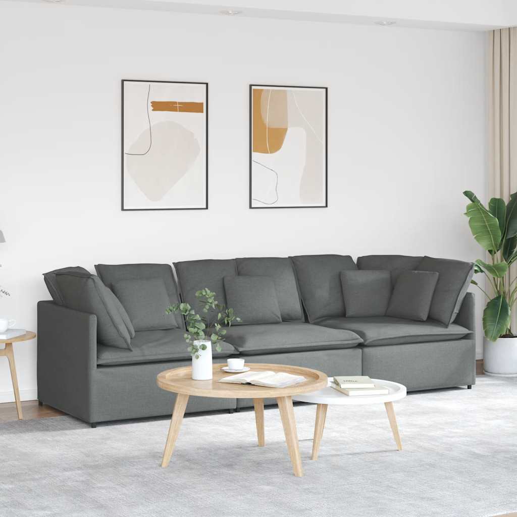 Modulsoffa Med Dynor I Tyg Molngrå