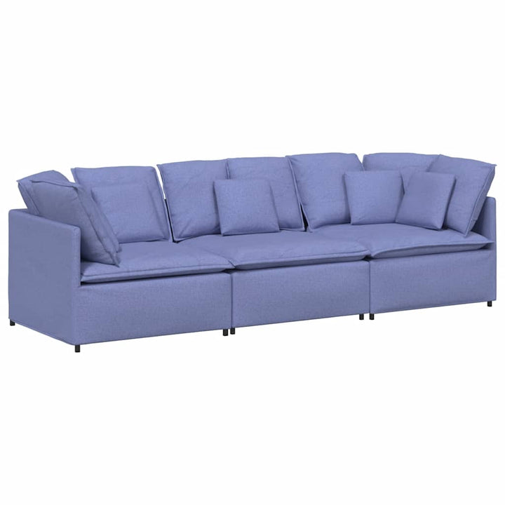 Modulsoffa Med Kuddar Tyg Jeans Blå