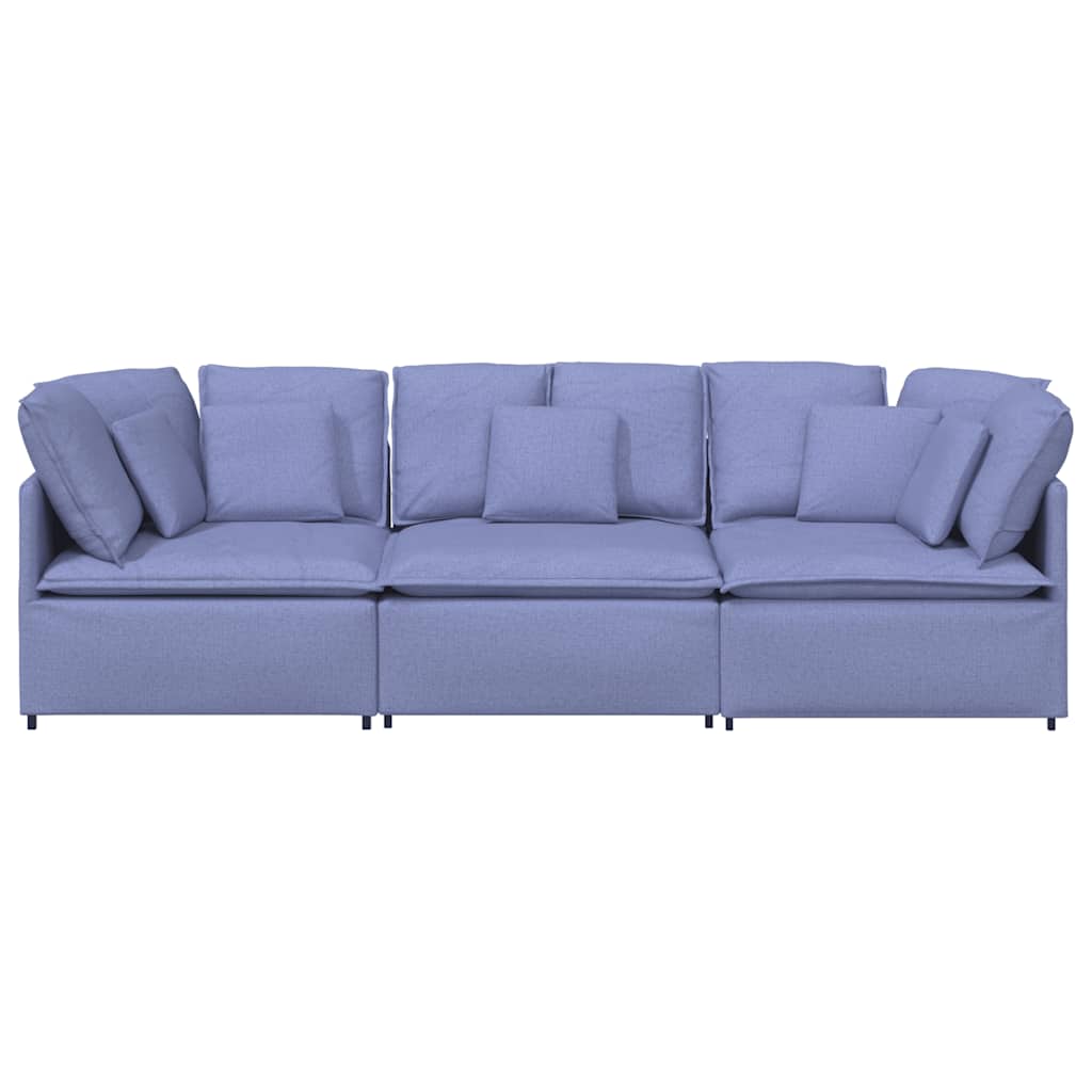 Modulsoffa Med Kuddar Tyg Jeans Blå