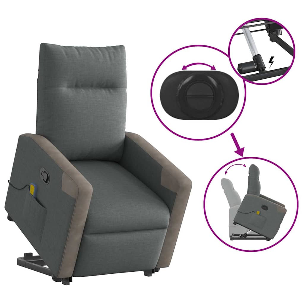 Massagefåtölj Med Uppresningshjälp Tyg