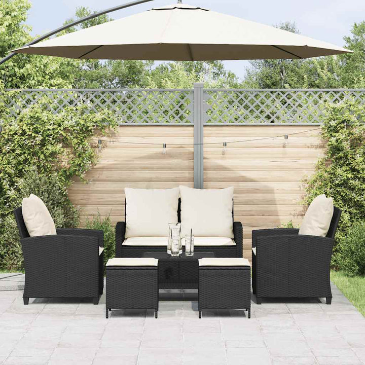 Loungegrupp Med Dynor 6 Delar Svart Konstrotting